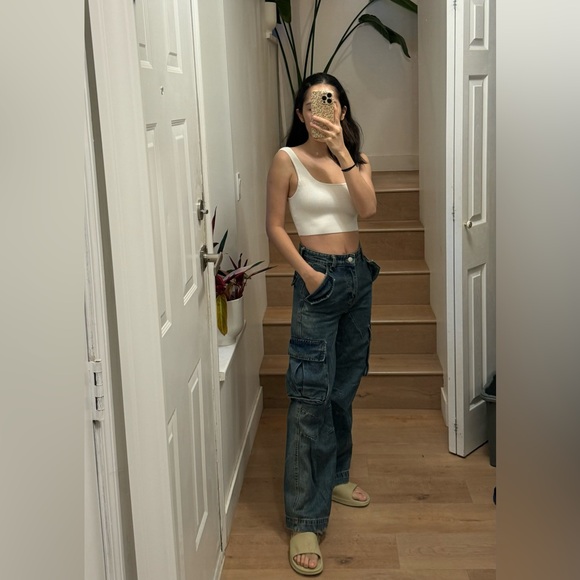 New! Denim pockets straight-leg jeans - Picture 2 of 8